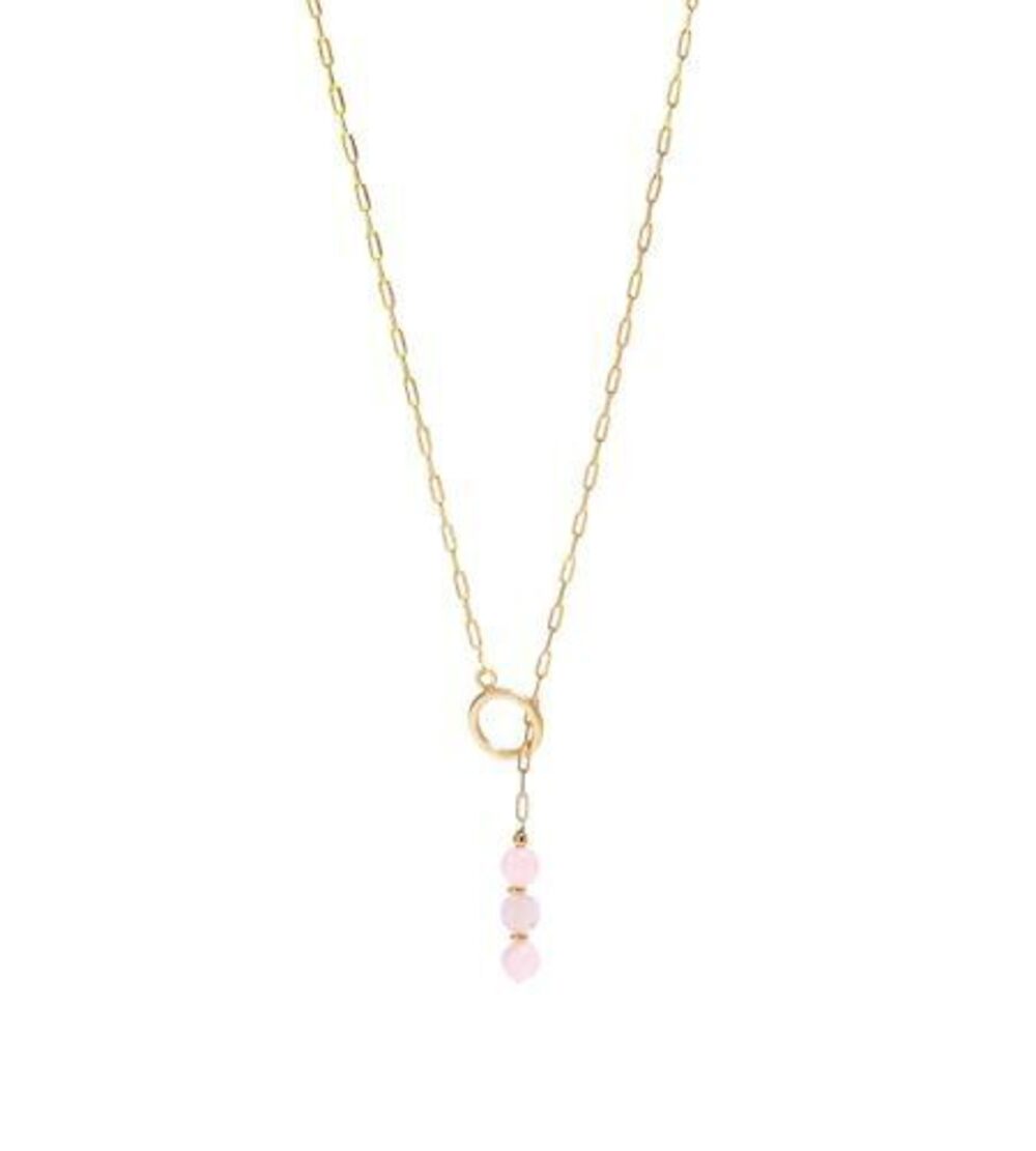 2901 Handmade Rose Quartz Lariat Necklace – 8 MM Rose Quartz Pendant – Love